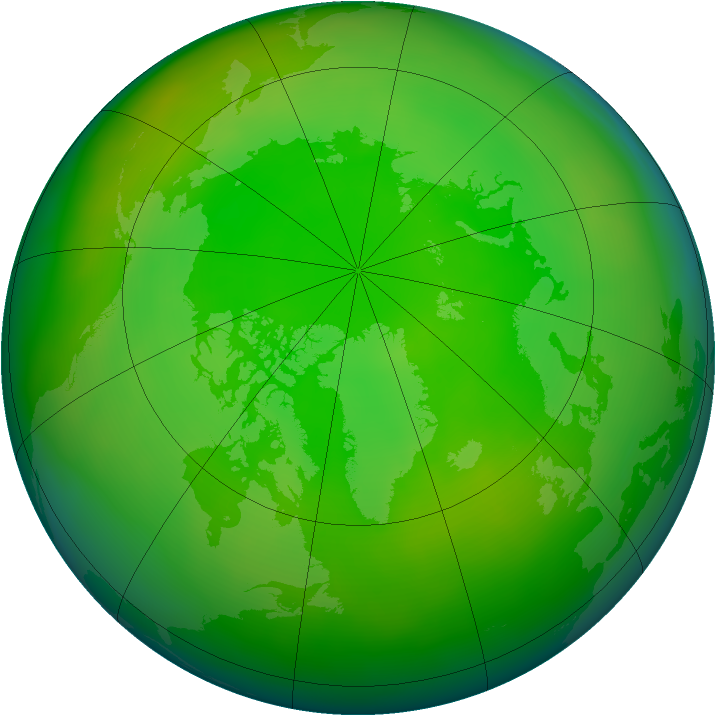 Arctic ozone map for June 2011